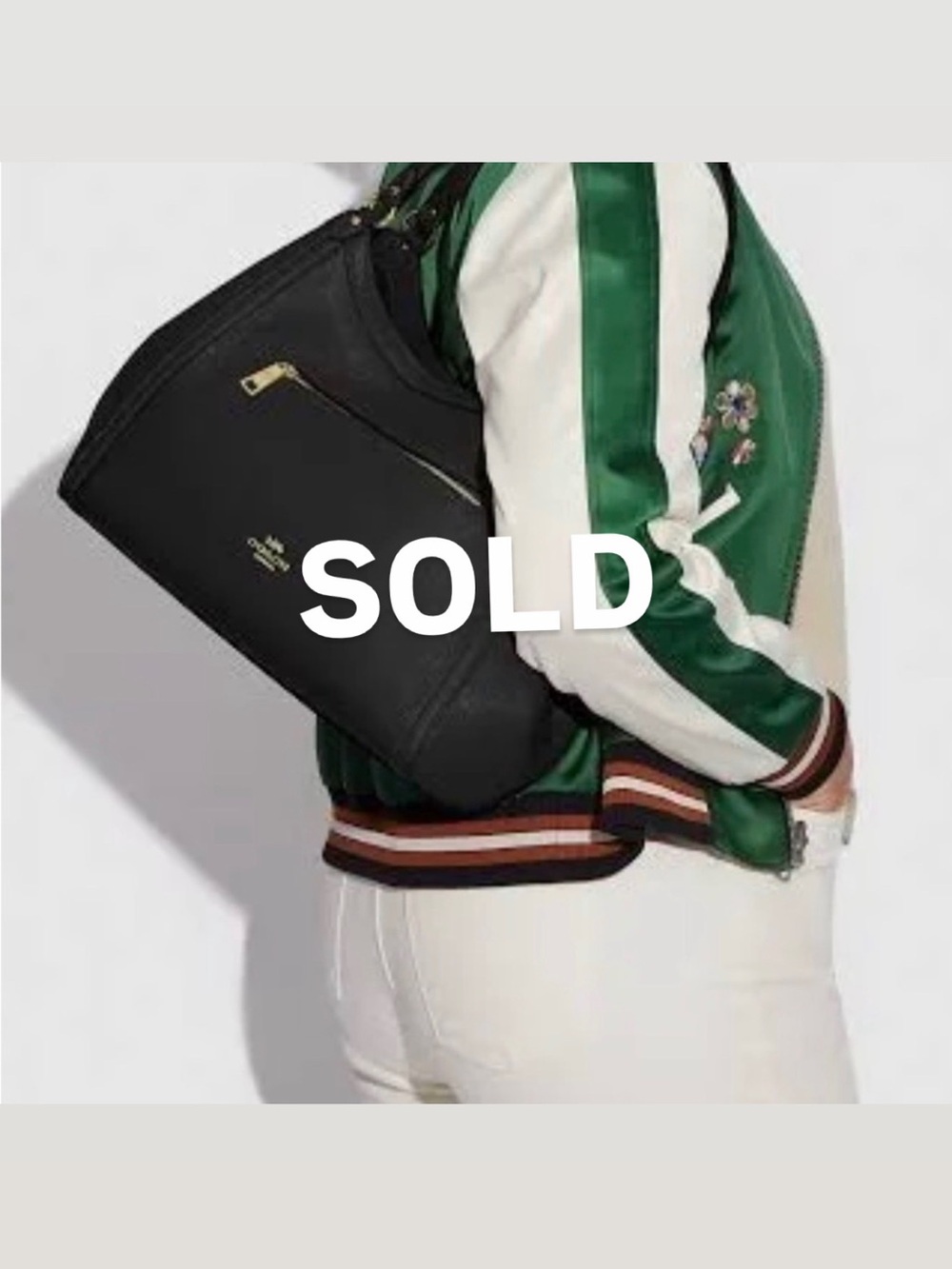 SOLD Coach Black Shoulder Bag with Gold Accents
